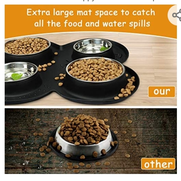 NIB 4 Bowl Pet Feeder with Mat for Dogs or Cats - Picture 2 of 2